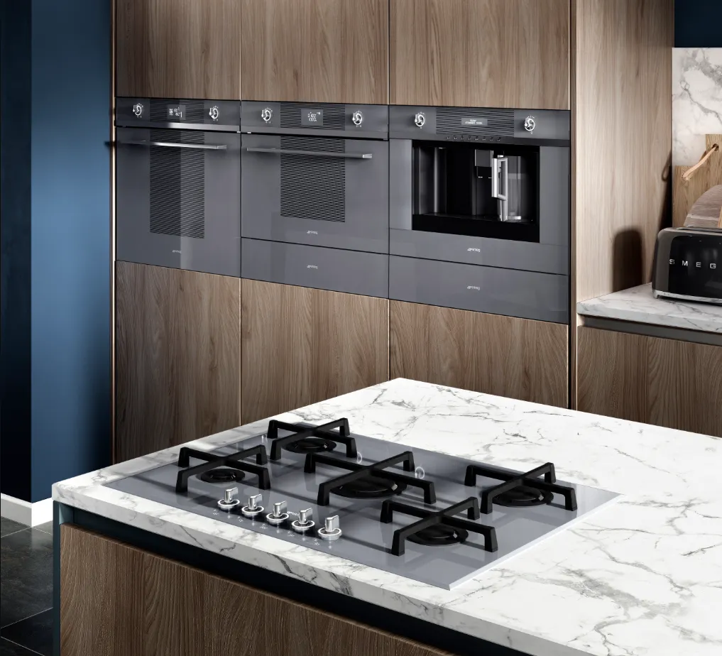 SMEG כיריים גז 5 מבערים זכוכית כסופה סדרת Linea תוצרת SMEG דגם PV175S2 — תמונה 2
